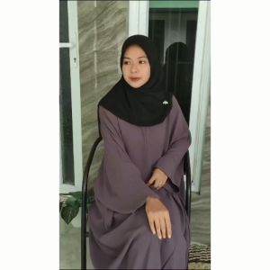 Gamis Dinar Abaya Wanita Crinkle Airflow | Dress Kaftan Polos Muslimah Betwing