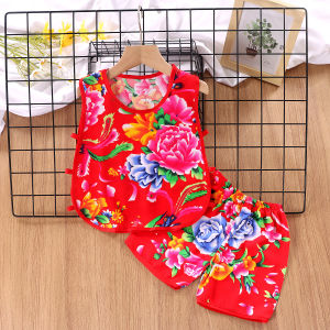 Bộ Quần Áo Mùa Hè Cho Bé Trai Và Bé Gái Bằng Cotton Lụa Phong Cách Cổ Điển Áo Vest Và Quần Short Thoáng Khí Thoải Mái Cho Trẻ Sơ Sinh