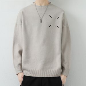 HENGYUANXIANG | Hengyuanxiang Mens Casual Basic Round Neck Knitwear Soft Comfortable Winter Fashion City Style Long Sleeve Geometric Pattern