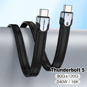 UGOURD New Flat Thunderbolt 5 High-Speed Data Cable 80Gbps 0.15m-1m Full-Featured Type C USB5 Cable Compatible All USB-C Ports