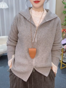 QINGNAER | Áo Khoác Cardigan Mùa Thu Thời Trang Dành Cho Phụ Nữ Plus Size Đôi Zipper
