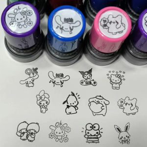 Adorable Sanrio Childrens Reward Stamp Kit Includes Hello Kitty Cotton Candy Dog Pachat Dog And Kuromi Cartoon Stationery