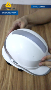 DELTAPLUS DIAMOND V UP - Safety Helmet Baseball Cap Shape Hard Hat Wheel Adjustment Engineer (White)