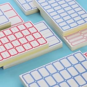 1 Sheet Waterproof Empty Label Price Noted Sticker Blue Red Colour Paper Self Adhesive Name Product Rectangle 不干胶标签价格贴纸