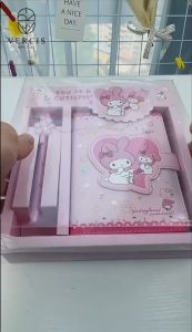Notebook 2in 1 Buku Tulis Anak Sanrio Magnet Buku Memo dan Pen Kuromi Cinnamoroll Melody Hello Kitty
