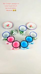 Cangkir Seng Enamel Jadul 6cm 7cm 8cm Polos Bunga Blirik / Cangkir Jadul / Souvenir Cangkir