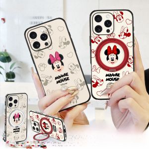  16Pro Max Phone Case 17 New Model Magnetic Absorption Stand 15 pro Full Cover 14 PM Popular Anti-Fall High-End Lanyard Leather Cover IP Shell Women