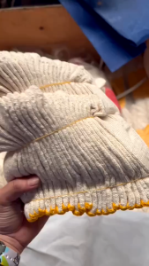 (12คู่/แพ็ค) ถุงมือผ้าดิบเหมาะกับงานช่างและการเกษตร Cotton Glove Free Size รุ่นหนาพิเศษ