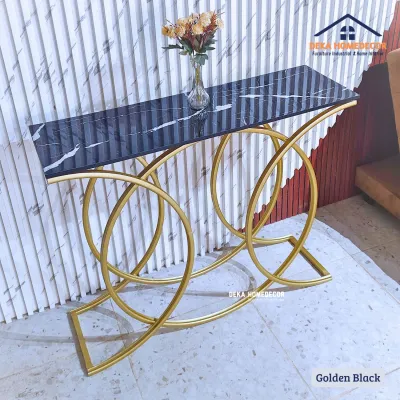 Meja Konsol MOLA Minimalis Besi Gold Kokoh Motif Marmer Mewah Aesthetic Meja Foyer Ruang Tamu Minimalis Modern Meja Hias Pajangan Rumah