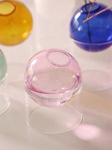 Mini Round Flower Vase Hydroponic Container Micro Landscape Glass Ecological Bottle Borosilicate Glass Bottle With Home Decorate
