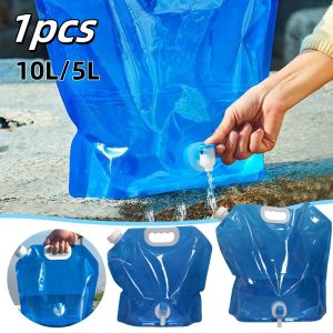 1pcs 5/10L Portable Leak-Proof Large-Capacity Folding Outdoor Water Bag With Faucet Doggy Bag For Camping Cooking Hiking Tools