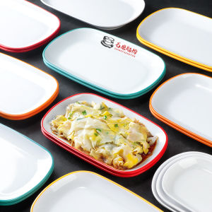 Khay Tráng Men Hình Chữ Nhật Dùng Cho Nhà Hàng Buổi Sáng Khay Đựng Súp Khay Đựng Thức Ăn Nhanh Đồ Dùng Nhà Bếp Bằng Nhựa Melamine