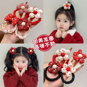 Sweet Polka Dot Butterfly Hair Ties for Girls High Elasticity Non-Damaging Childrens Headwear Cute Hair Bands Korean Style