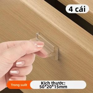 4 Tay Nắm Cửa Trượt Bằng PU Mềm Trong Suốt Tự Dính Cho Ngăn Kéo Bằng Kính Của Tủ Bếp - Dễ Dàng Lắp Đặt Không Cần Dụng Cụ
