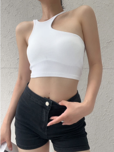 American Cool Short Work Vest Women Summer Hide Side Breast Sports Mini Strap Belly Button Chest Pad Top Cotton Material
