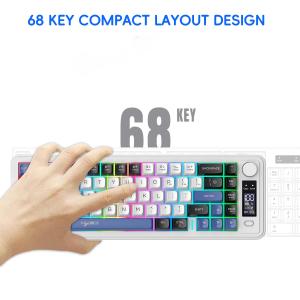 HXSJ L68 81-Key 3-mode wireless gaming keyboard silent Rainbow lighting ergonomic compact wireless membrane keyboard for pc