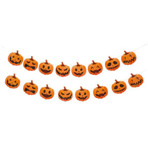 Halloween Pumpkin Paper Banner Garland Paper Bunting for Halloween Party Wall Decor Home Decorations Photo Backdrop Supplies