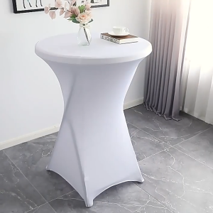 Round Tablecloth Flexible Tablecloth Hotel Wedding Tablecloth High Elasticity Elastic Rope Desktop Decoration Fully Wrapped Wear-Resistant Tablecloth