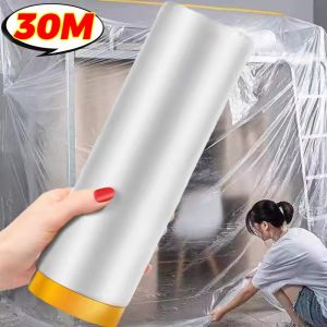 10/30M Disposable Furniture Dust-proof Films Self-adhesive Cabinet Dust Cover Cuttable Cabinet Protective Covers Masking Film