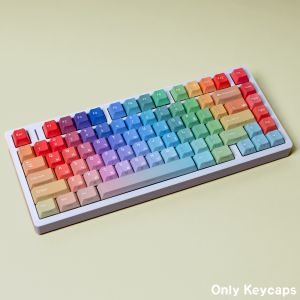 Gradient Keycaps PBT Cherry Keycap Korean English German 131 Keys For Mechanical Keyboard Shine Through Side Rainbow Girls gift