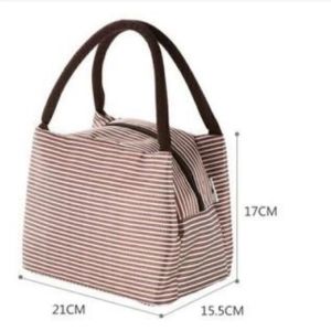 Tas Bekal Cooler Bag Motif Salur Tahan Panas dan Dingin Lunch Bag Stripe Bahan Tebal