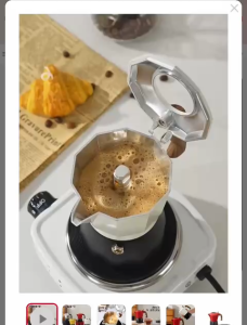 Bình pha cà phê MOKA POT. VAN ĐÔI - CAO CẤP. Nắp hở - 2 mầu. Hợp kim nhôm DẦY DẶN CHẮC NẶNG.