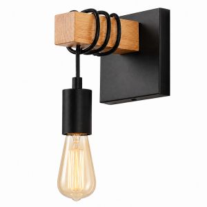 JOYINLED Bắc Âu Vintage Đèn Tường E27 Sắt Gỗ Đèn Treo Tường Retro Đèn Trong Nhà Cho Phòng Ngủ Đầu Giường Hành Lang Hành Lang Gác Xép-1/2 Chiếc
