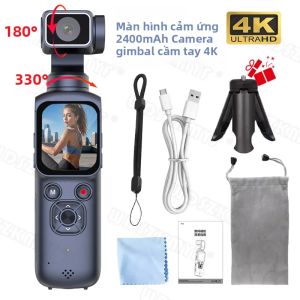 Camera Hành Động Di Động 4K Có Giá Đỡ Để Bàn WiFi 330 ° Tính Năng Theo Dõi Khuôn Mặt Cho Camera Hành Động Quay Video Vlog Trên YouTube