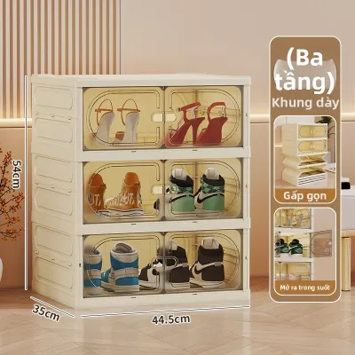 ZHUOLESHI | Tủ Giày Gấp Đa Năng Hộp Lưu Trữ Chống Bụi Trong Suốt