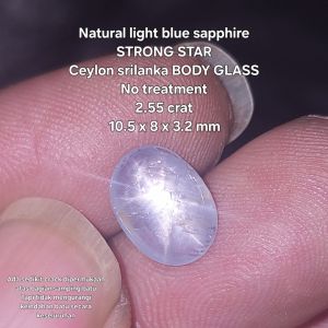 Natural light blue sapphire STRONG STAR ceylon safir srilanka no treatment BODY GLASS