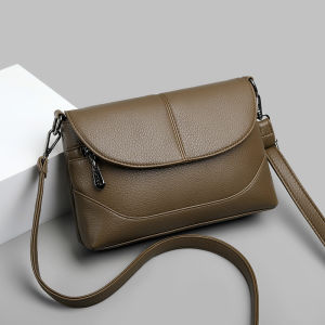 Elegant Midlife Womens Crossbody Bag Soft Leather Casual Versatile Single Shoulder Bag Trendy New 2024 Fashion Handbag