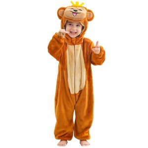 Michley | MICHLEY Monkey Lion Capybara Baby Rompers Clothes Hooded Flannel Cosplay Toddler Pajamas Bodysuit Jumpsuit Costume For Kid Boy