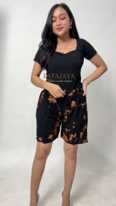 Celana Pendek Wanita Casual Rayon Adem Motif