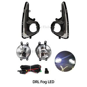 Car LED Fog Light For Toyota Yaris Vitz US type 2018 2019 2020 with Wires Switch Harness Kit angel eyes Fog lamp cover Chrome