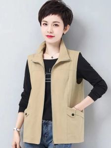 Áo Vest Nữ Dáng Rộng Thường Ngày Mùa Xuân Thu Ngắn 2026 Mới Cỡ Lớn Áo Khoác Ngoài Thời Trang Cho Mẹ Trung Niên