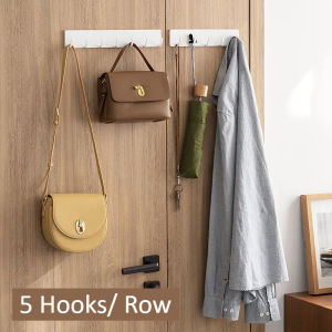1 Set Kitchen Punch-Free 5 Hook A Row Multi-purpose Storgae Hook Living Room Bedroom Bathroom Self-adhesive Hook