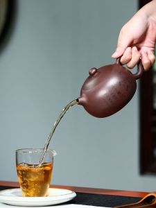 Handmade Yixing Purple Clay Teapot with Carved Design Large Capacity Ball Cover Lid Chinese Style Tea Set Vintage Aesthetic