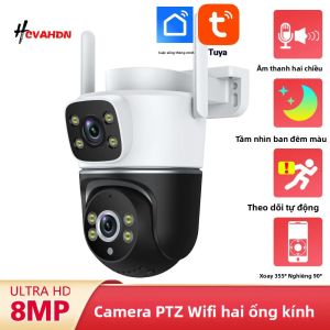Camera IP Không Dây Ngoài Trời Tuya 4K 8MP HD Camera Kép PTZ Wifi Tự Động Theo Dõi Giám Sát Đường Phố Với Âm Thanh Hai Chiều
