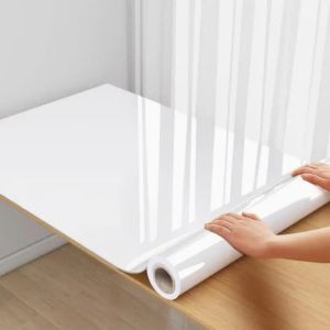 Vinyl Pearl Film White Waterproof Wallpaper Room DIY Self-adhesive Wardrobe Kitchen High Gloss Paste Furniture Wall Stickers