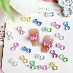 30Pcs Minimalist Chubby Jelly Tie Nail Charms Transparent Colorful Mini Bows Resin Nail Art Decorations for DIY Earring Nails