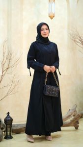 AYESHA Gamis Hitam Wanita Abaya Turkey Terbaru Mewah Elegan Premium 019 Hitam