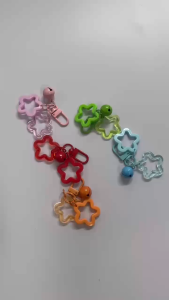 Sweet Star Shape Keychains Fashion Imitation Pearl Five-Pointed Star Keyring Earphone Case Pendant Gifts