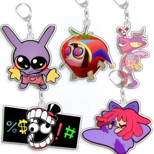 Bandai | The Amazing Digital Circus Cartoon Acrylic Keychain Jax & Pomni Character Pendant Anime Merch Bag Charms