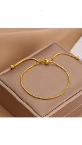 สร้อยข้อเท้าสแตนเลส 18k ข้อเท้าเรียบๆชุบทอง รูปแบบปรับขนาดได้