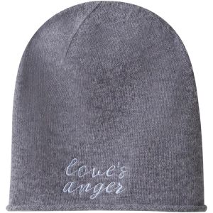 SOLWEIGE | หมวกไหมพรมป้องกันลม 100% วูล สีบล็อก ปักสโลแกน สำหรับฤดูหนาว