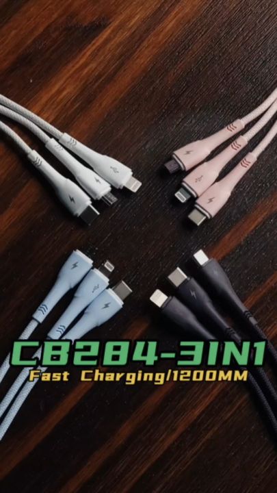 BAVIN CB284 3 in 1 Fast Charging Cable 2.4A 1.2m Nylon Braided Anti ...