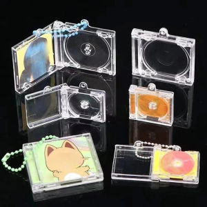 Peripheral Commemorative Blank Album Mini CD Case Keychain CD Player Shaped Key Pendant for DIY Backpack Hanging Decoration