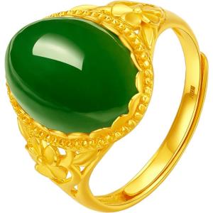 Gold Inlaid Jadeite Open Ring