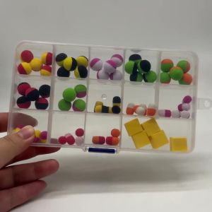 Topranc 1Set Multi-shape EVA Foam Fishing Floats Set Buoyant Bait Beads Kit for Carp Trout Fishing Tackle
