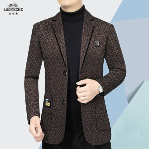 Fashionable British Style Mens Casual Suit Jacket Dad Spring Autumn New Arrival Standard Fit Polyester Lining Iron Free